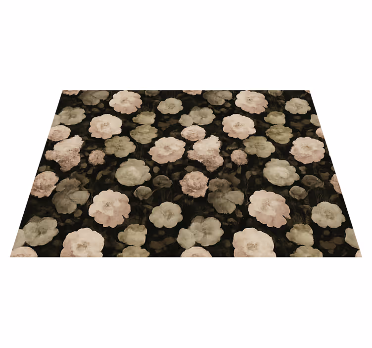 Bedroom vinyl carpet dark retro floral design - TenStickers