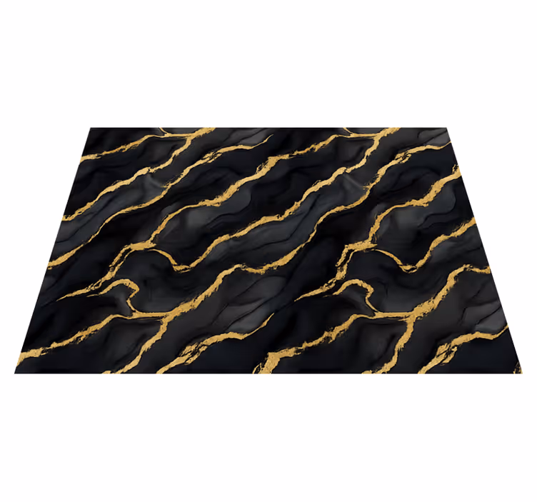 Bedroom vinyl carpet black marble effect with gold design - TenStickers