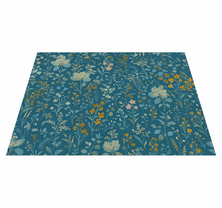 Bedroom vinyl carpet blue vintage floral design - TenStickers