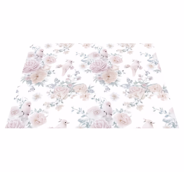Grey elegant flower design bedroom vinyl carpet - TenStickers