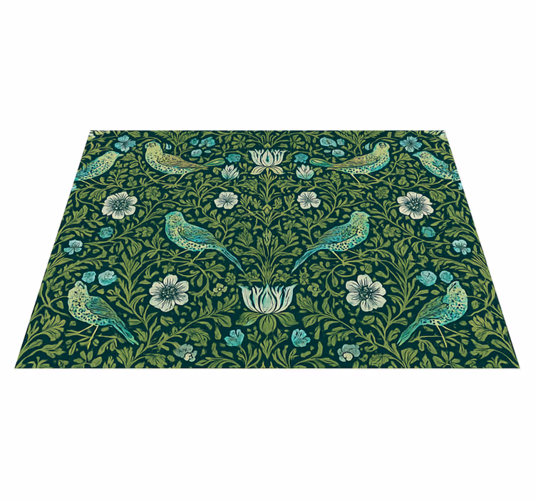 Bedroom vinyl carpet with ornamental floral & bird - TenStickers