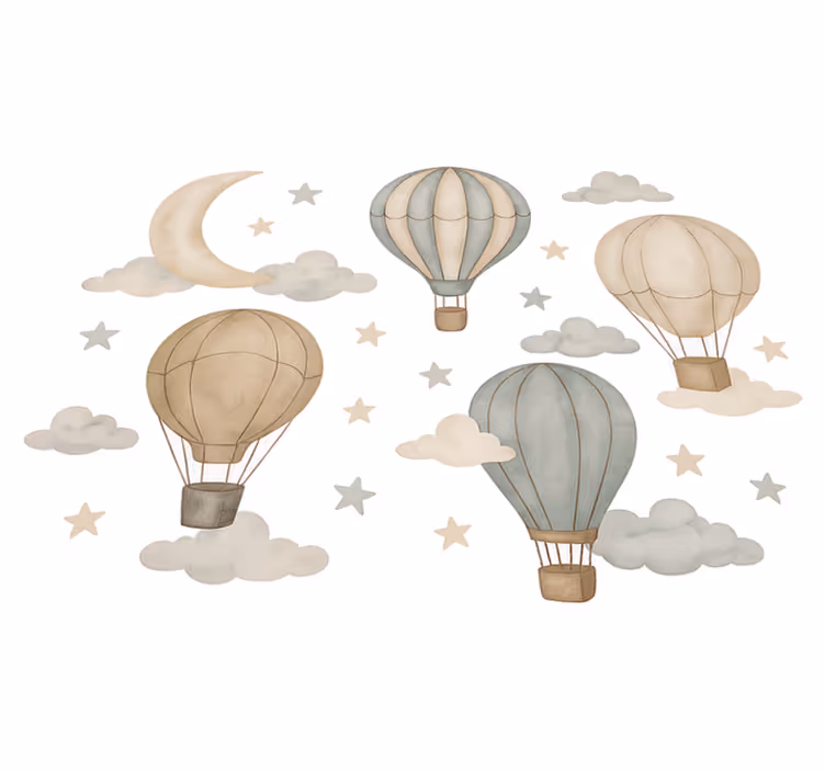 Bedroom vinyl carpet with starry balloons design - TenStickers
