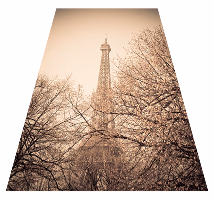 Bedroom vinyl carpet eiffel tower trees design - TenStickers