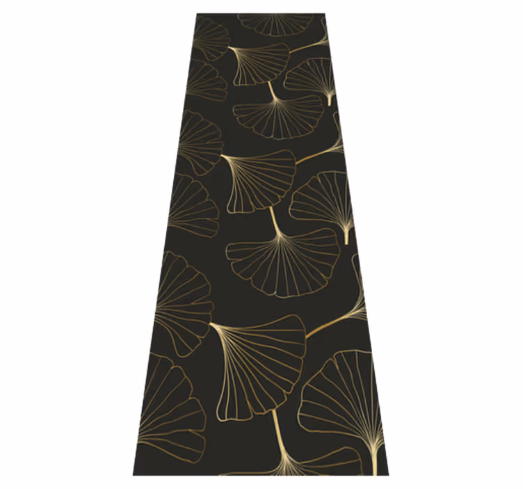 Ginkgo leaves charcoal gold office vinyl carpet - TenStickers