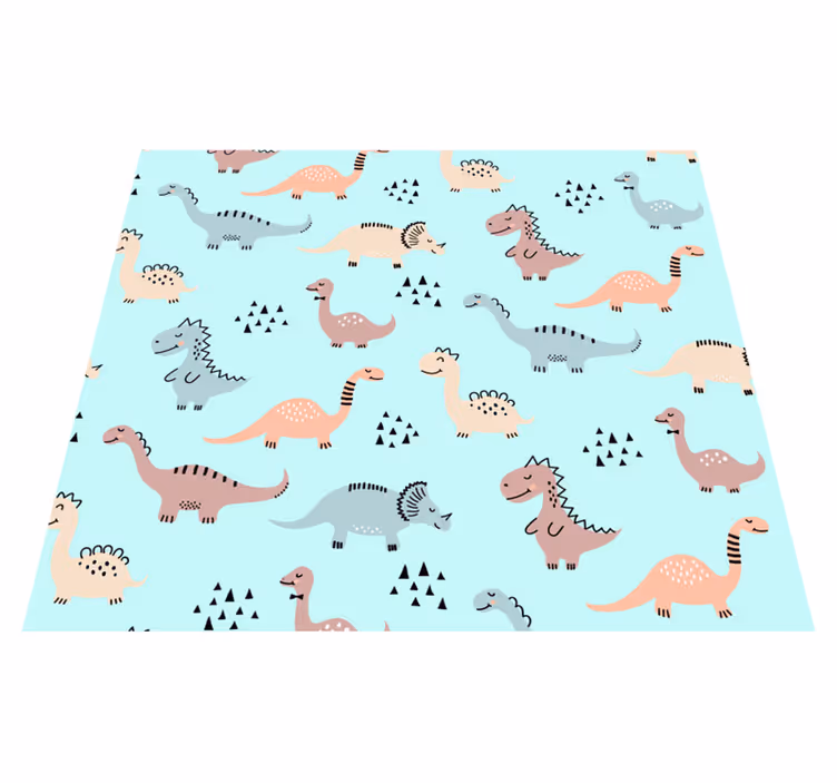 Bedroom vinyl carpet with blue background and dinosaurs - TenStickers