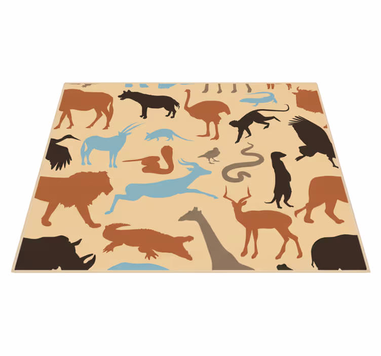 Bedroom vinyl carpet with safari animal silhouettes - TenStickers