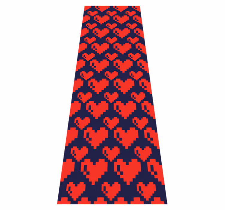 Bedroom vinyl carpet with a geometric red heart pattern - TenStickers