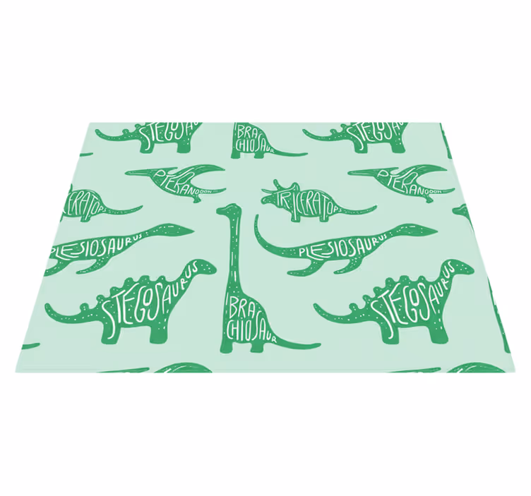 Bedroom vinyl carpet featuring named green dinosaurs - TenStickers