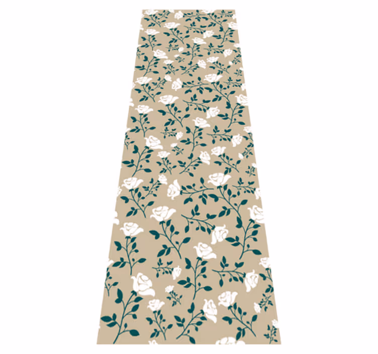 Bedroom vinyl carpet with white vintage rose pattern - TenStickers