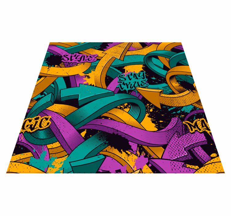 Bedroom vinyl carpet with realistic graffiti design - TenStickers