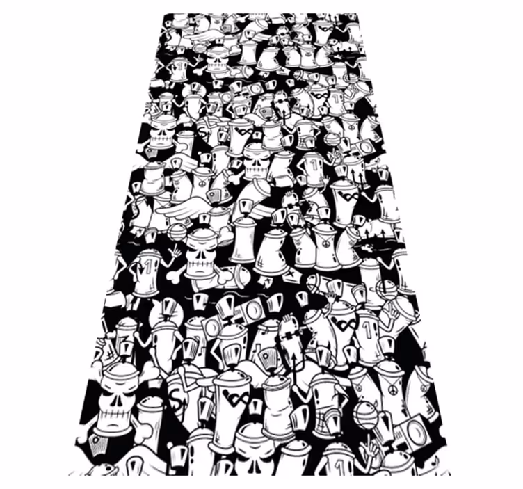 Bedroom vinyl carpet black and white spray cans - TenStickers