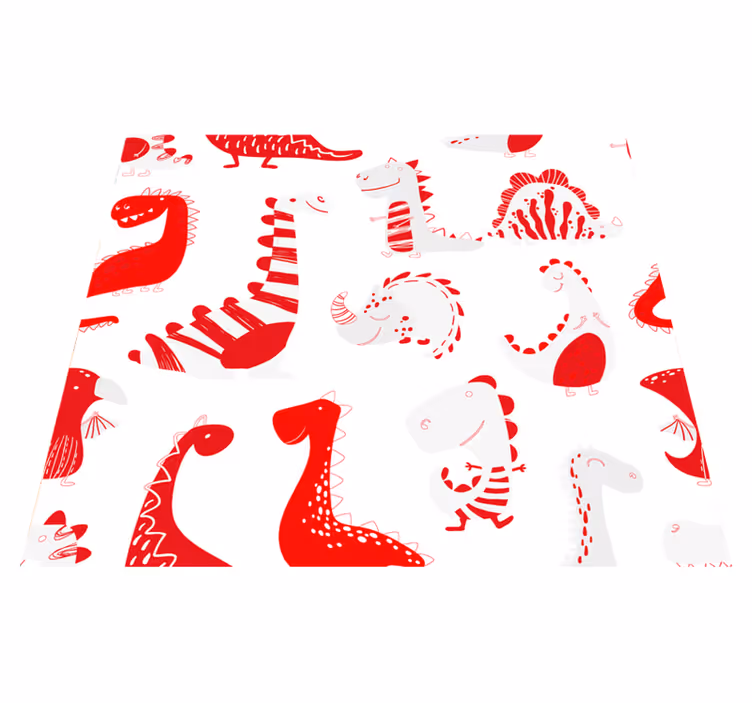 Bedroom vinyl carpet with red dinosaur sketches - TenStickers