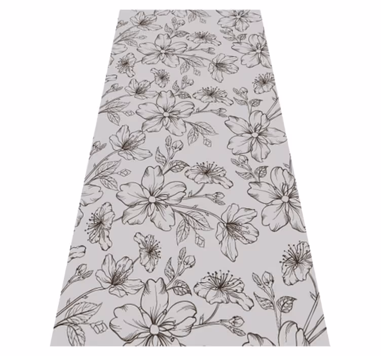 Bedroom vinyl carpet with black flowers on gray - TenStickers
