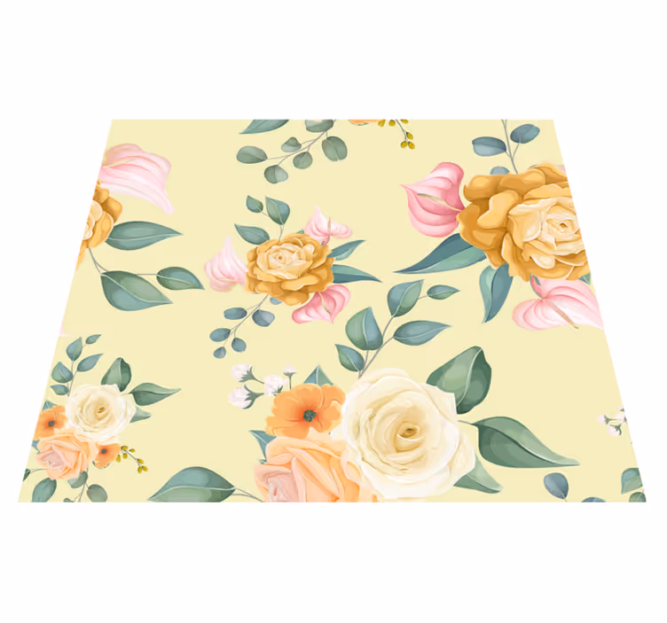 Bedroom vinyl carpet with vintage yellow roses - TenStickers