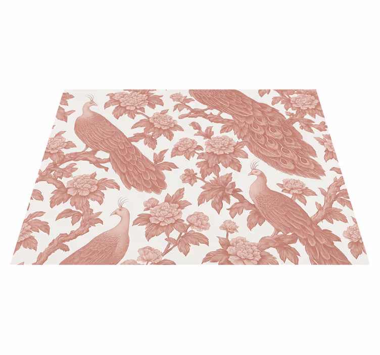 Bedroom vinyl carpet with pink peacock design - TenStickers