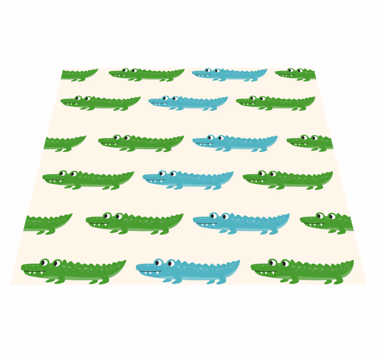 Kids green and blue crocodile bedroom vinyl carpet - TenStickers