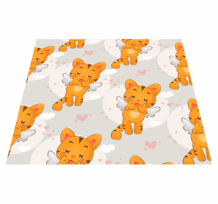 Bedroom vinyl carpet with adorable flying kittens - TenStickers