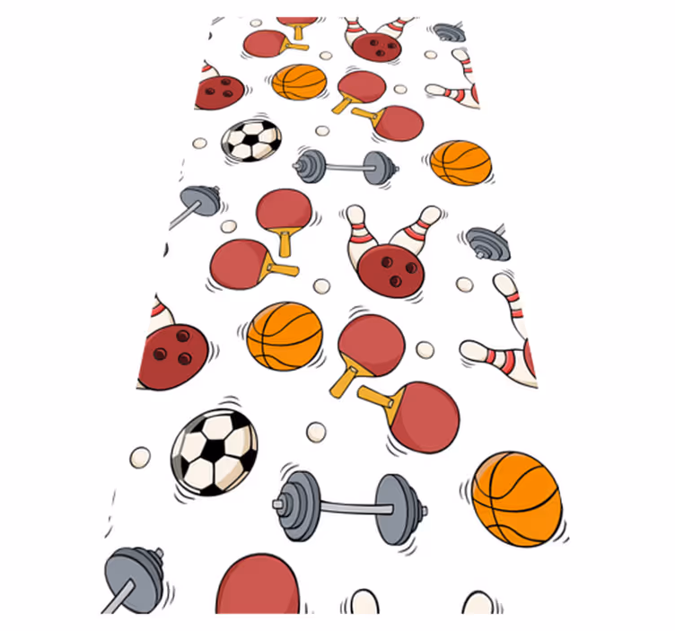 Bedroom vinyl carpet with sports doodle design - TenStickers