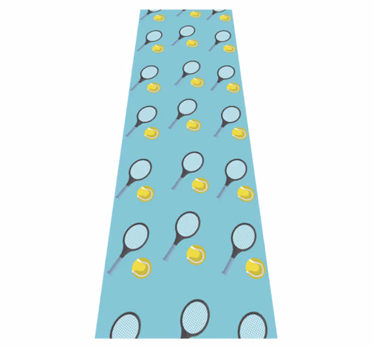Bedroom vinyl carpet with tennis rackets and balls pattern - TenStickers