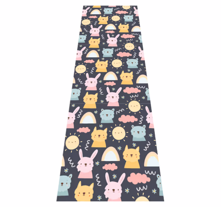 Bedroom vinyl carpet with pastel animals and rainbows - TenStickers