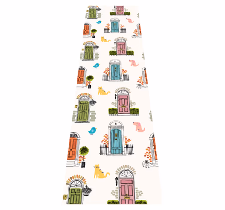 Bedroom vinyl carpet with animal and building designs - TenStickers