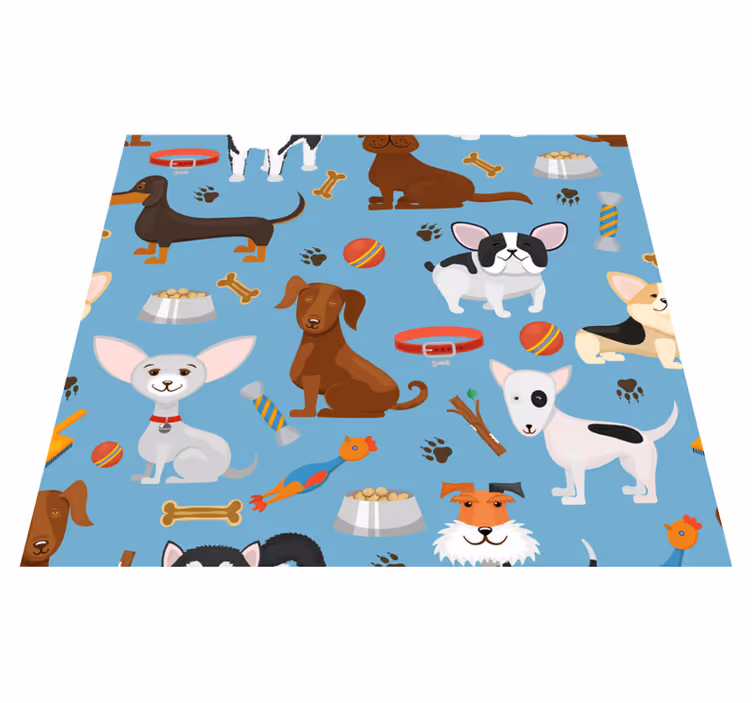 Dogs pattern blue background bedroom vinyl carpet - TenStickers