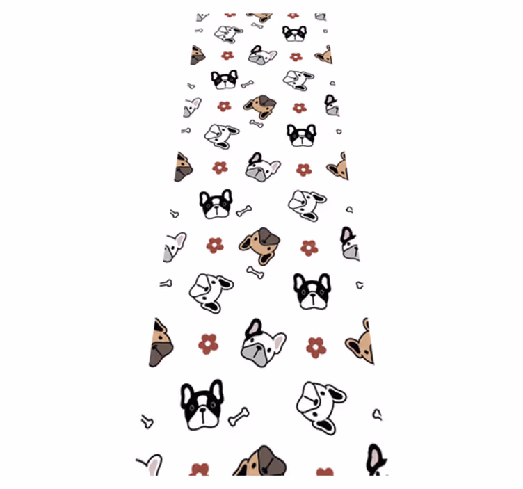 Bedroom vinyl carpet with flowers and french bulldogs - TenStickers