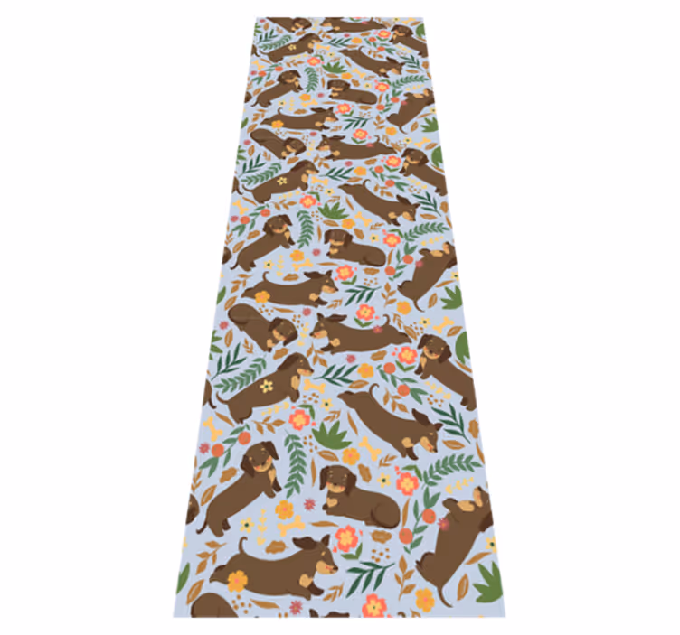 Bedroom vinyl carpet with dachshund and flowers design - TenStickers