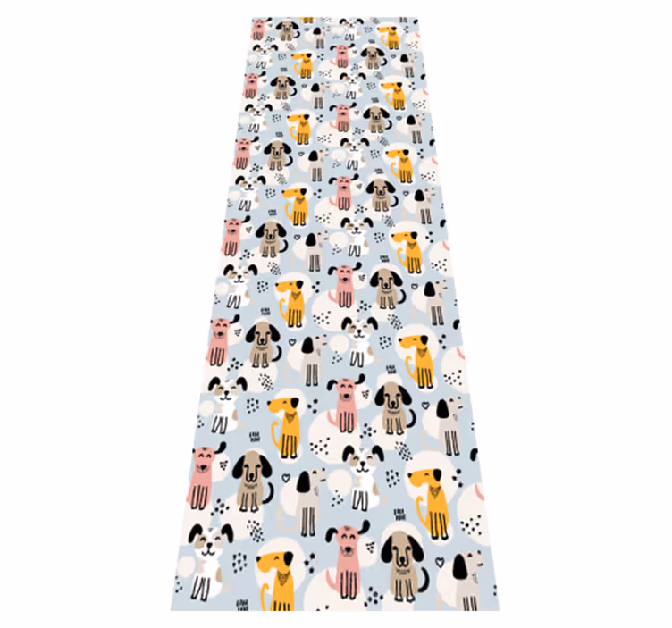 Bedroom vinyl carpet with multicolored dogs on blue - TenStickers