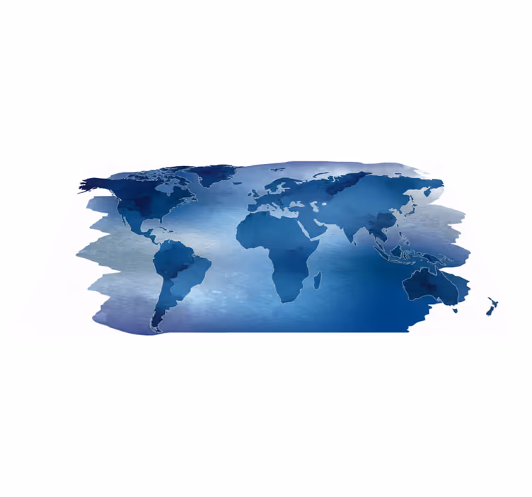 Bedroom vinyl carpet world map watercolor blue - TenStickers