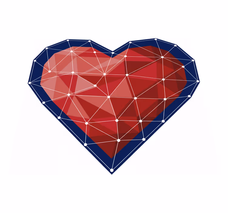 Bedroom vinyl carpet geometric heart origami sticker - TenStickers