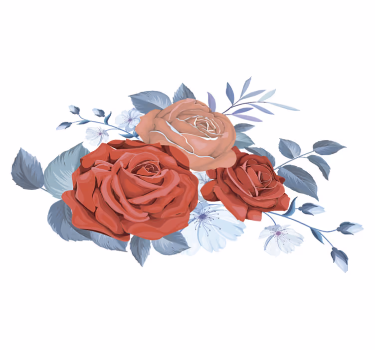 Bedroom vinyl carpet with blue bouquet flowers - TenStickers
