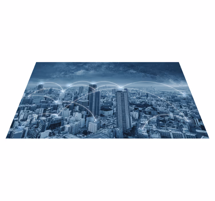 Bedroom vinyl carpet skyscraper door sticker - TenStickers