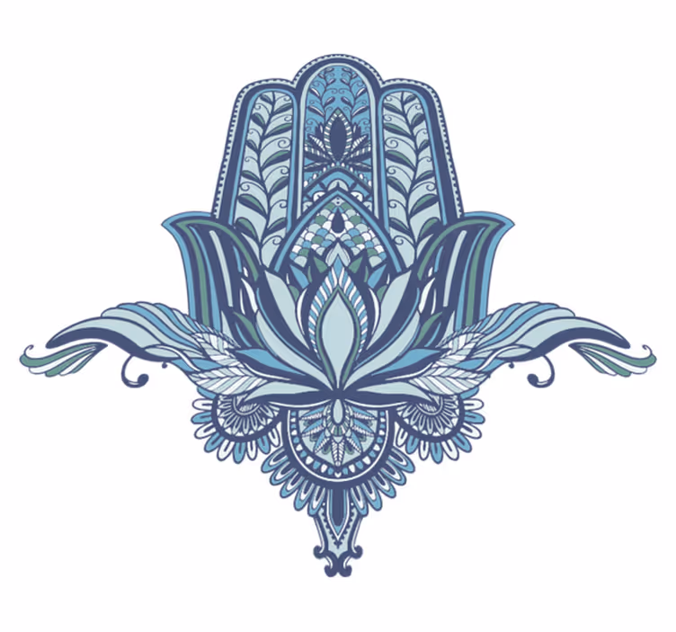 Bedroom vinyl carpet with blue hamsa hand design - TenStickers