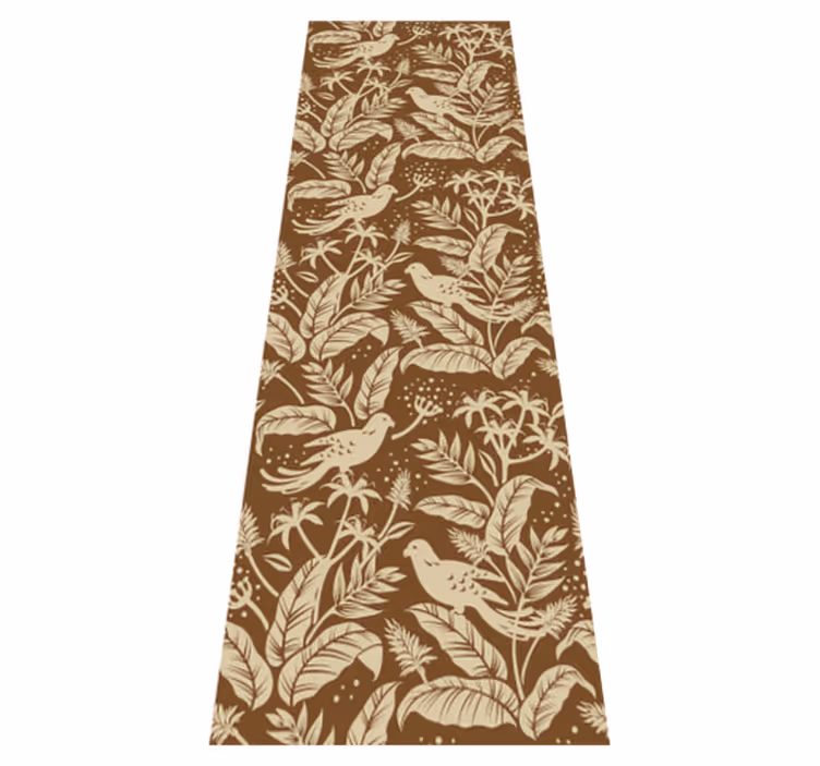 Nordic vinyl carpet with golden and brown birds - TenStickers