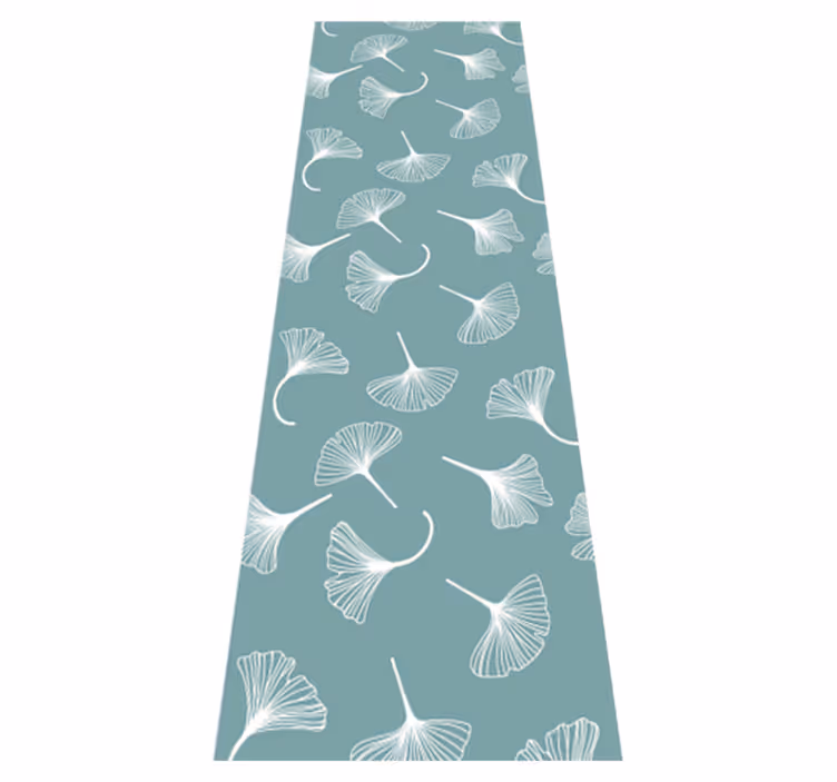 Nordic vinyl carpet with light blue ginkgo leaves pattern - TenStickers