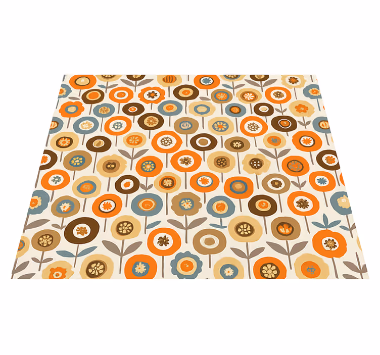 Nordic vinyl carpet with vibrant vintage flowers - TenStickers