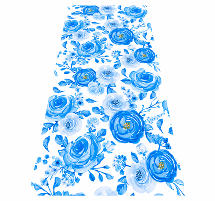 Nordic vinyl carpet with blue clock flowers - TenStickers