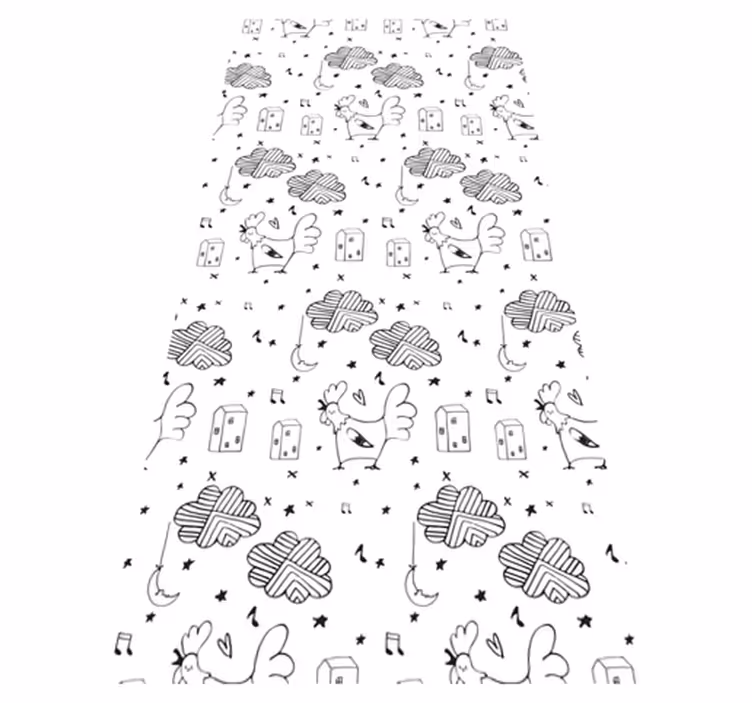 Nordic vinyl carpet black and white chicken style - TenStickers
