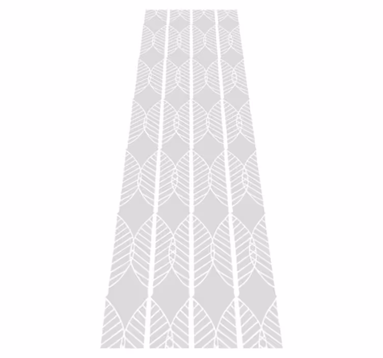 Nordic vinyl carpet white leaf line on grey - TenStickers