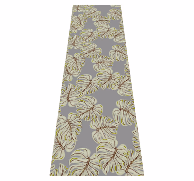 Nordic vinyl carpet with gray minimalistic monstera leaves - TenStickers