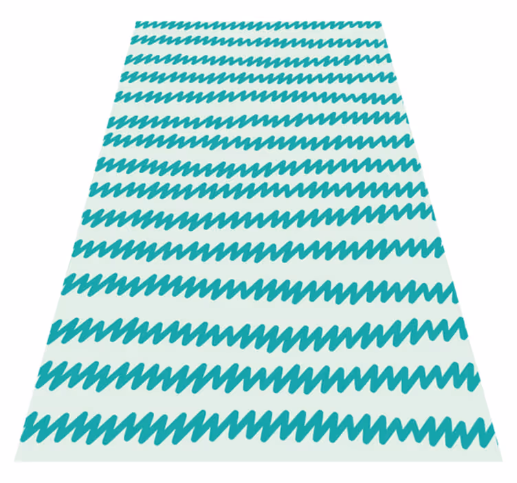 Nordic vinyl carpet in aquamarine and white zigzag - TenStickers