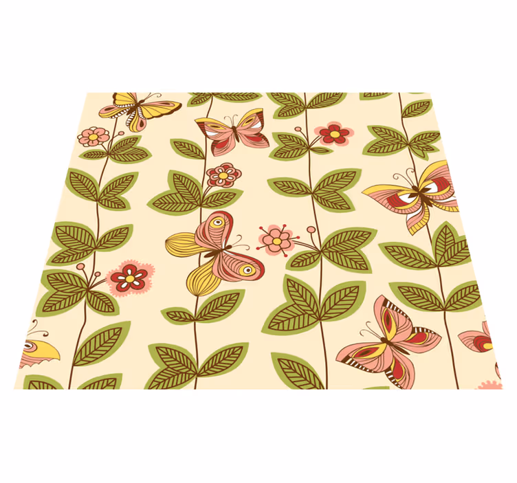 Nature vinyl carpet with butterflies design - TenStickers