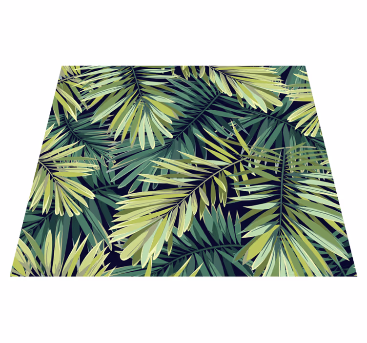 Nature vinyl carpet with large green leaves - TenStickers