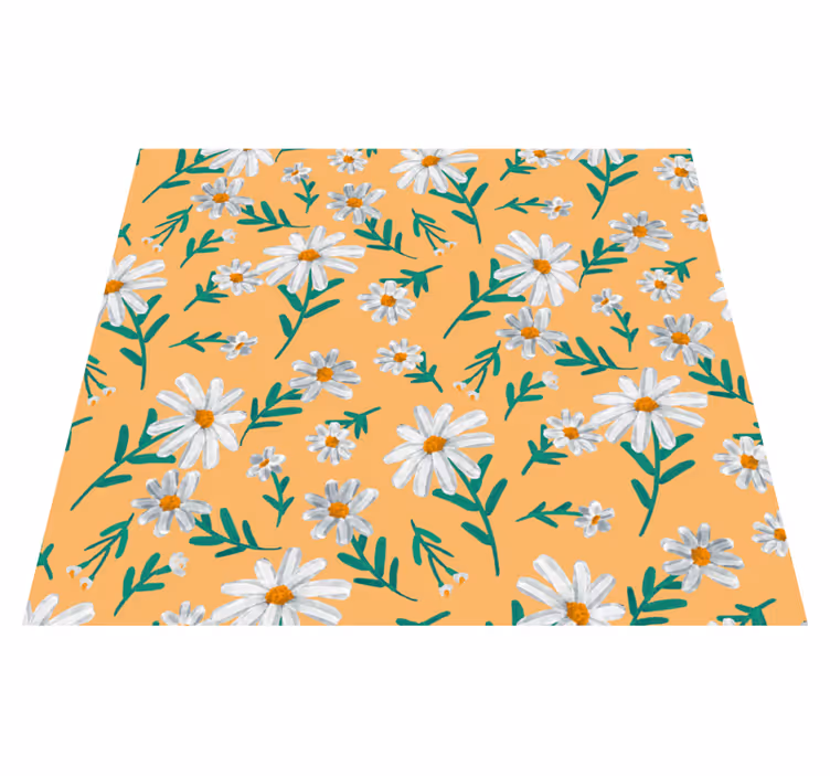 Nature vinyl carpet with daisy flower yellow design - TenStickers