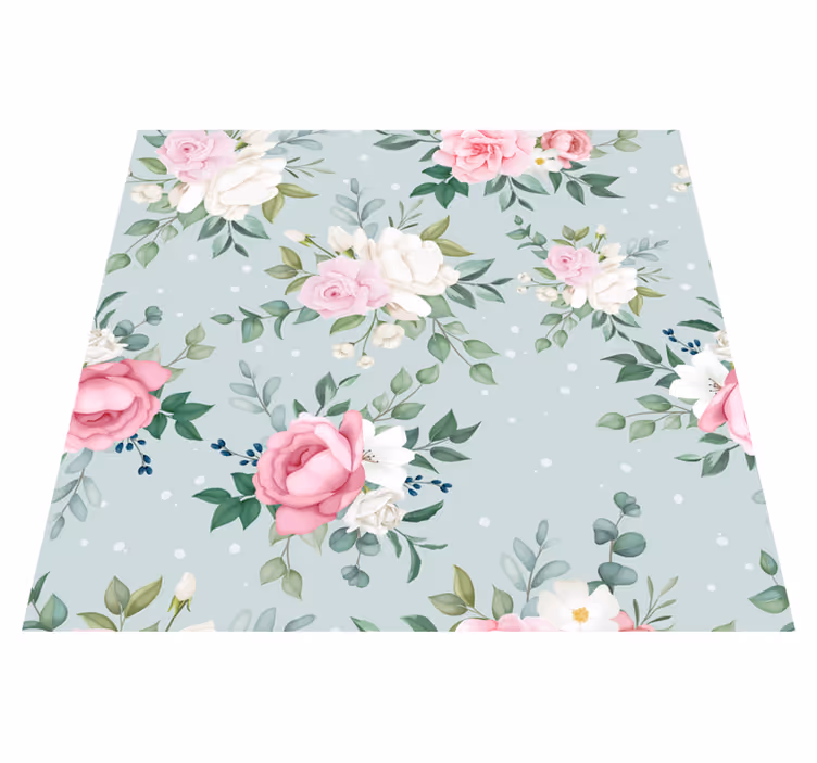 Blue and pink floral nature vinyl carpet - TenStickers