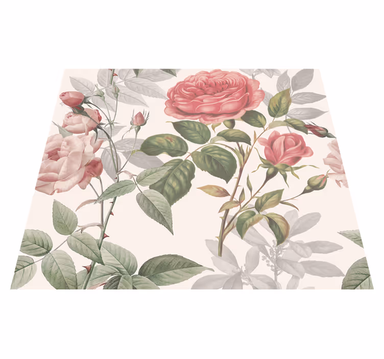 Nature vinyl carpet with large roses design - TenStickers