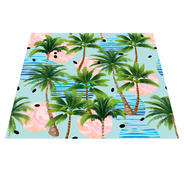 Nature vinyl carpet palm trees and waves - TenStickers