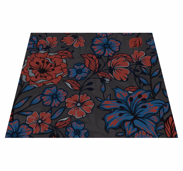Nature vinyl carpet with dark-colored roses and leaves - TenStickers