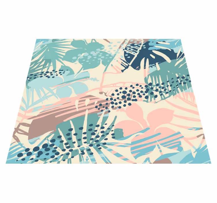 Nature vinyl carpet tropical plants flowers dots - TenStickers